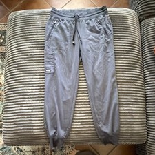 Barco One Women's Gray Scrubs Set Zip Jacket, Short Sleeve Top  Pants Size S
