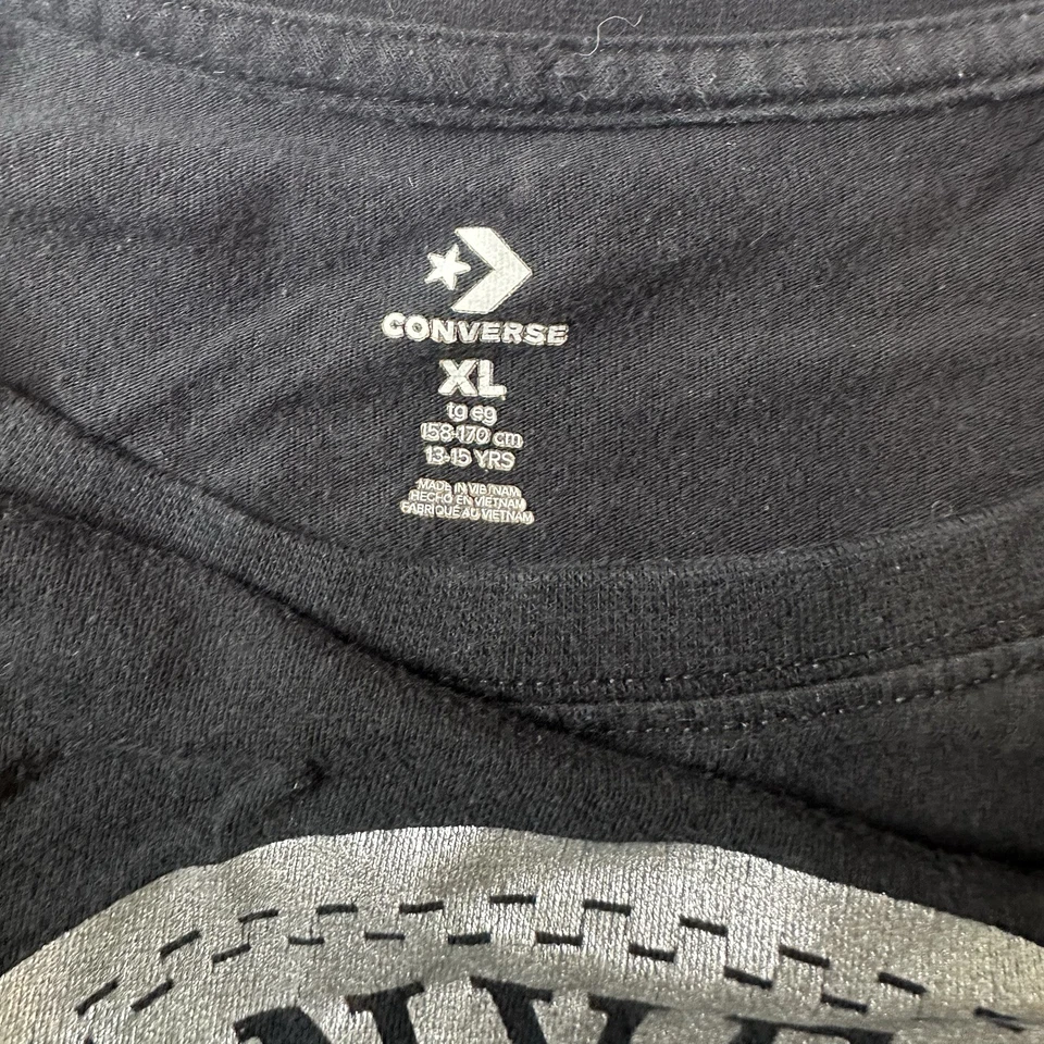 Camiseta corta negra Converse talla XL para jóvenes Foto 3 de 3