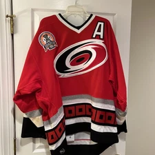 Carolina Hurricanes Rare  Red  Hockey Jersey 2002 Stanley Cup Rod Brind’Amour 