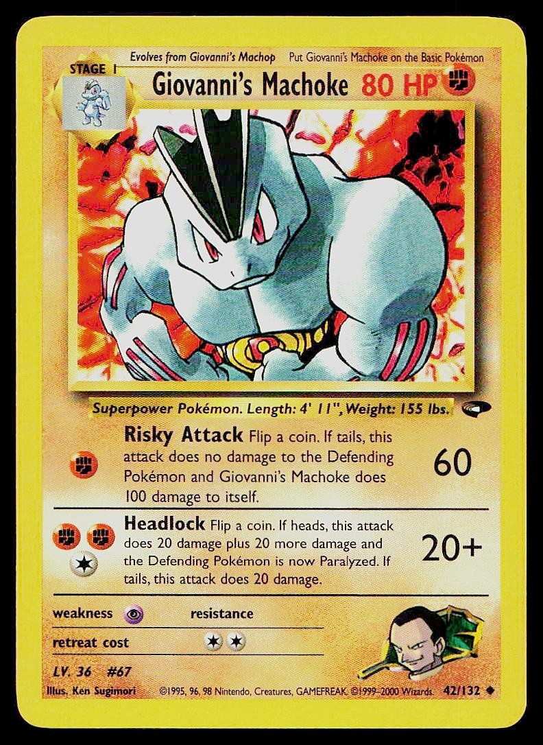 Pokemon Card Gym Challenge Giovanni's Machoke 42/132 Unlimited Uncommon