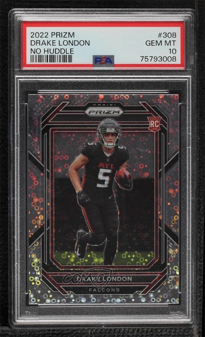 2022 Panini Prizm Rookies No Huddle Prizm Drake London #308 PSA 10 GEM MT 15ik