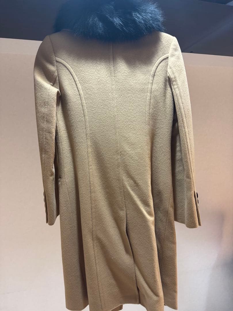 Burberry London Fur Coat Beige With Buttons Size 38 For Women thumbnail 5