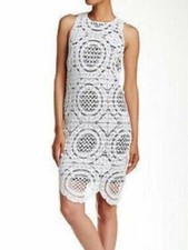 Eliza J White Crochet Midi Dress