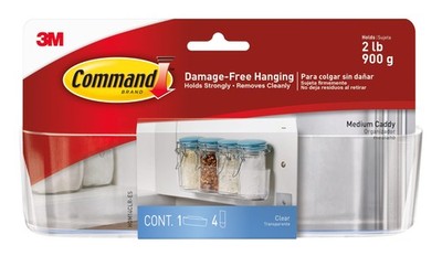 Command Medium Caddy Holds up to 2 lb 7.5 x 2.1 x 2.1 1 Caddy with 4 Strips