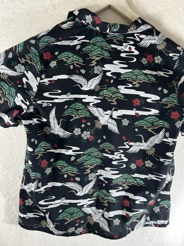 Rim Hawaiian Shirt Women’s Medium Black White Two Pockets Casual Daily Wear Vtg - Picture 3 of 8
