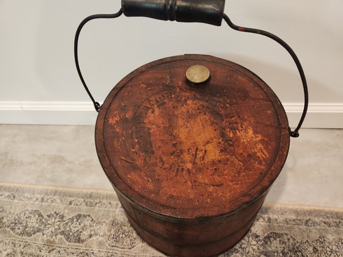 Antique Primitive Painted Oil / Kerosene Wood Spigot Bucket Keg Jug - Picture 7 of 20