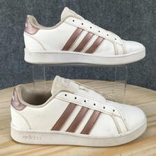 Adidas Grand Court K Shoes Youth 3 Casual Sneakers Lace Up Low Top EF0101 White