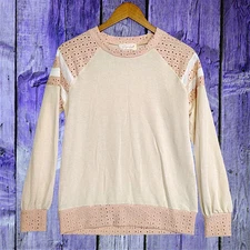 Sugarfox California Women's Peach Pink Colorblock Long Sleeve Top Sz Small