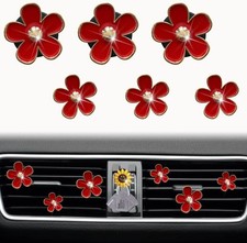 6 Pcs Red Cute Daisy Air Vent Clips, Flower Outlet Clip Car Air Fresheners with