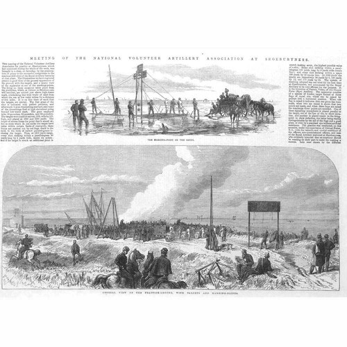 ESSEX National Volunteer Artillery Association at Shoeburyness - Old Print 1865