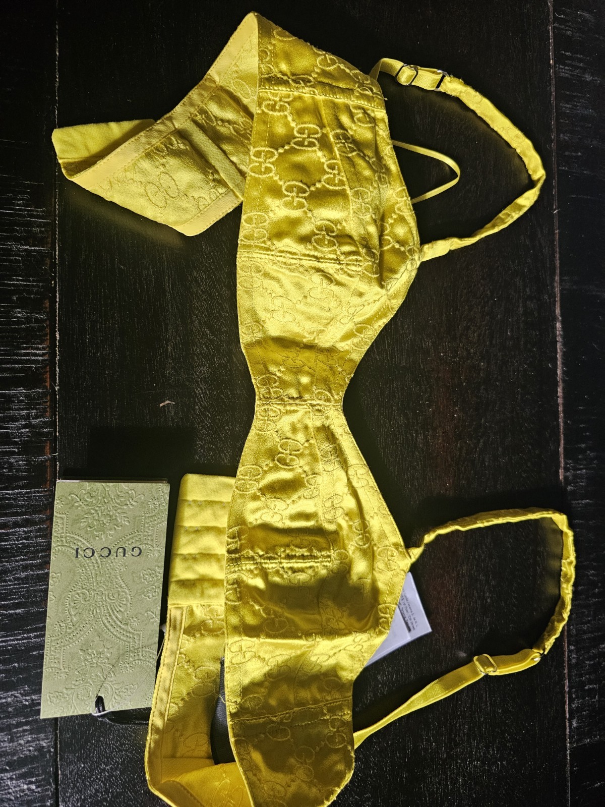 Gucci Embroidered Silk Yellow Bra