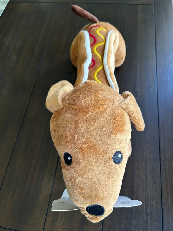 Giftable World 20" Dog in Bun with Squeaker Jumbo Wiener Dachshund Pet Toys