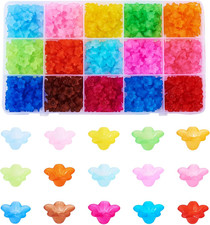 750 Pcs Frosted Flower Beads Caps for Jewelry Making Acrylic Floral Spacer Beads
