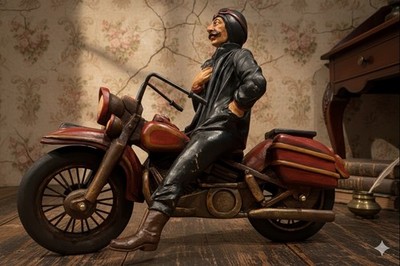 Vintage Harley-Davidson Rider On His Bike, Hand Carved 19x15 | eBay