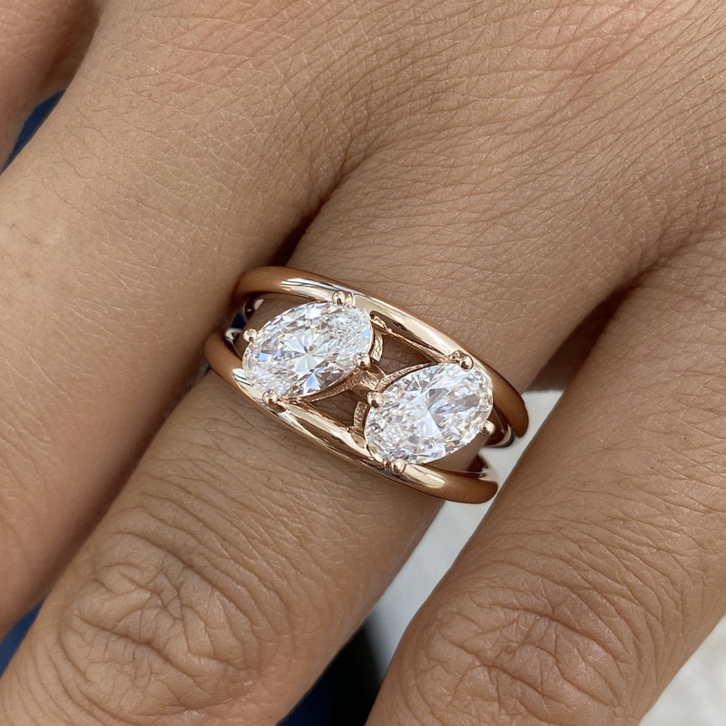 1.6ct Oval Fashion Ring Rose Gold 14K Labcreated Diamond F/VS