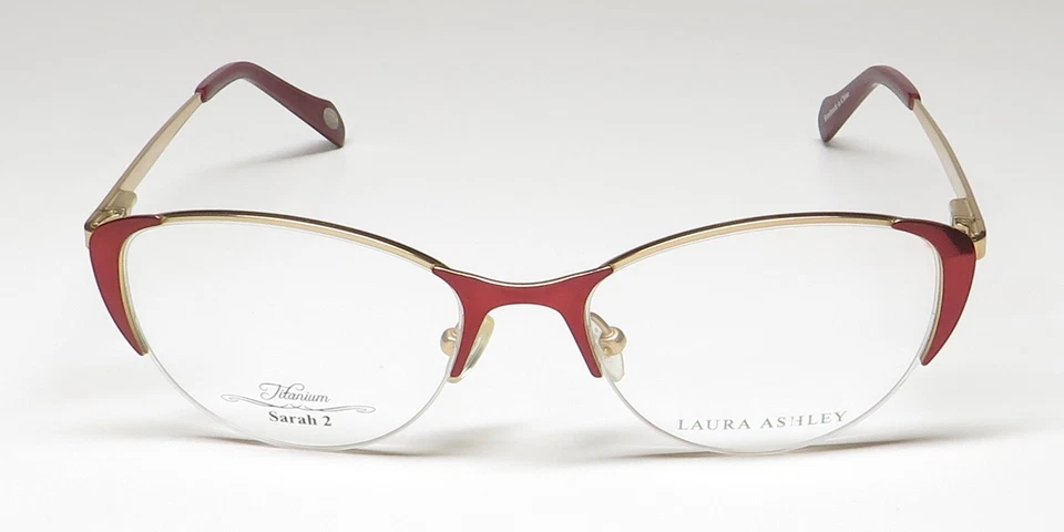 NUEVO MARCO DE GAFAS LAURA ASHLEY SARAH 2 ROJO 51-17-135 MEDIO BORDE OVALADO TITANIO Foto 3 de 4