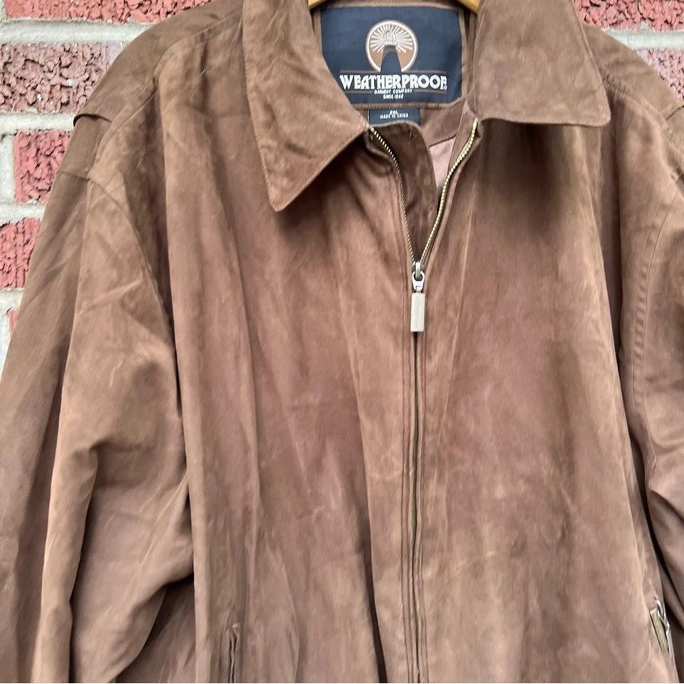 Weather Proof Brown Suede Full Zip Up Collared Jacket - Image 3 of 4