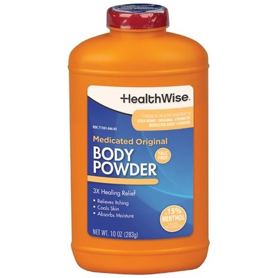 HealthWise Medicated Body Powder | .15% Menthol | 10 Ounce (Pack of 1), Blue 