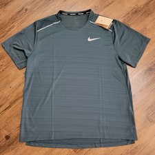 Nike Men  s Dri-Fit Miler Running Shirt AJ7565-328 Dark Green-Reflective Size-XL