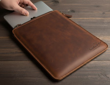 Genuine Leather MacBook Sleeve Case Fits Air  Pro 13-16 inch Brown color