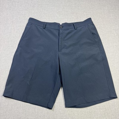 Dunning Golf Chino Shorts Mens 34 Blue Performance Spandex Flat Front 10'' Inseam