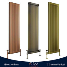 Horizontal Vertical Radiator Metallic Copper Brass Gold Triple Column G-Rad