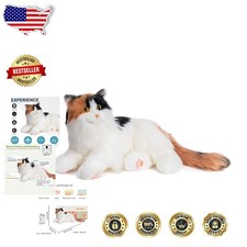 Interactive Robot Cat Plush Toy - Realistic Breathing  Heartbeat, Weighted, ...