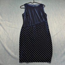 Lauren Ralph Lauren Women's Sheath Dress Size 8P Blue Velvet Striped Sleeveless