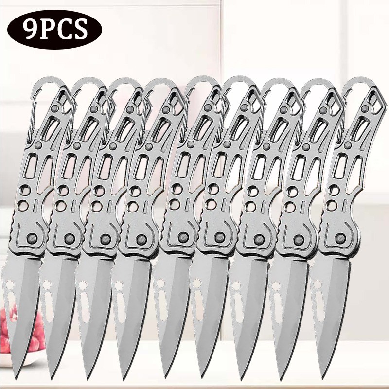 Stainless Steel Folding Utility Knife Set 9PCS for Camping Outdoor BBQ Cutting