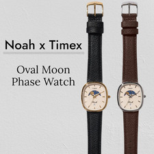 Reloj Pulsera Noah X Timex Ovalado Fase Lunar Negro Marrón Japón Nuevo Auténtico