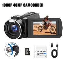 1080P HD Video Camera 48MP 270° Flip Screen Camcorder Anti-Shake Vlogging Camera