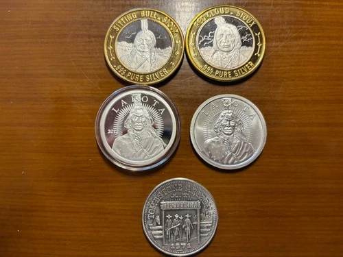 4 Silver OZs: Crazy Horse Sitting Bull Red Cloud & Tombstone