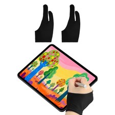 2pcs Artist Drawing Glove m Size Two Fingers Graphics Painting Glove Black