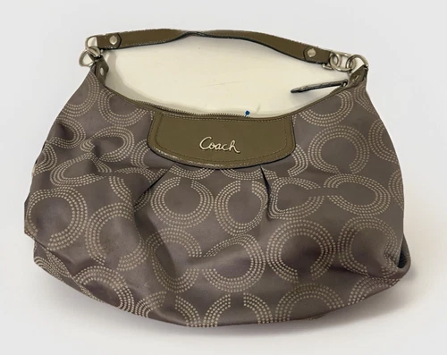 Coach vintage Ashley a pois op art jacquard e pelle grigio