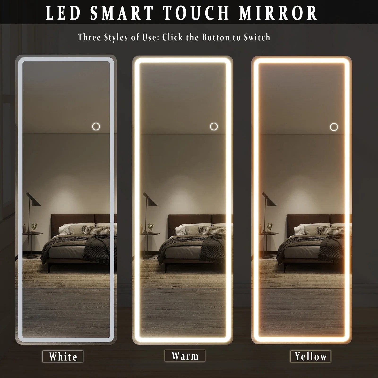 64" x 21" LED Rectangular Full Length Mirror Standing Floor Mirror with Safe Cor