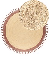Boho Teppich Rund ø 200 Cm NatüRliche Jute Handgeflochten Beige Und Braun Marts