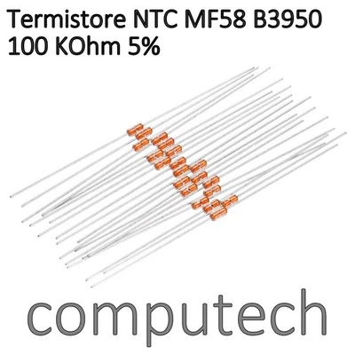5 pezzi  100 KOhm Termistore NTC MF58 B3950 sensore termico - Bild 1 von 3