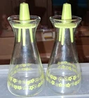 Pair Vintage Glass Pyrex Corelle Spring Blossom Oil And Vinegar With Original...
