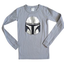Hanna Andersson Star Wars Mandalorian Gray Silver Long Sleeve Pajama Top 10