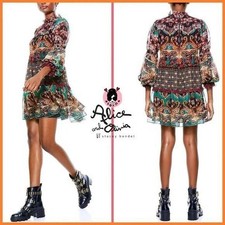 Alice + Olivia Marella Printed Mock Neck Dress mini dress Size M party festival