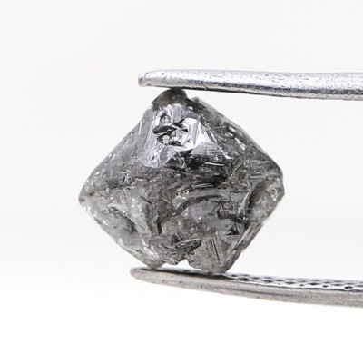 Groß Ungeschnitten Diamant 2.24TCW Grau Schwarz Funkelnde Natur Oktaeder Form Zu