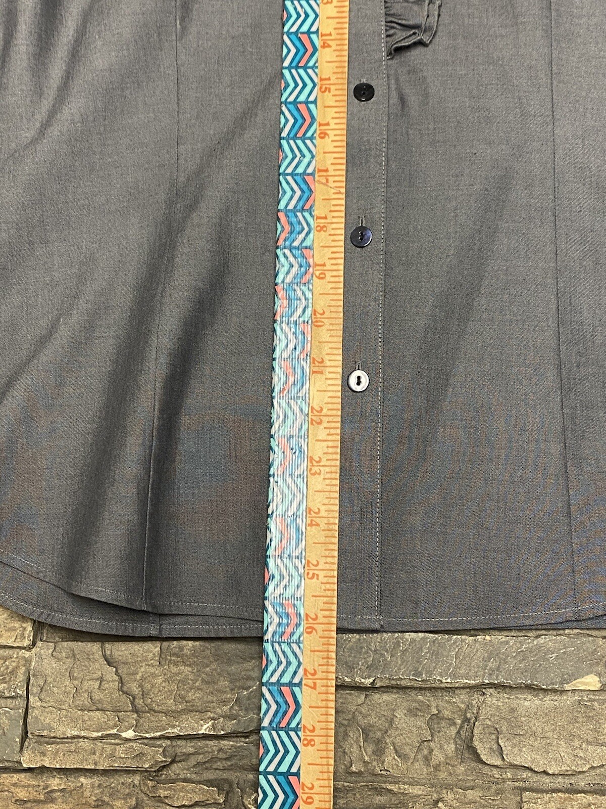 PENDLETON Fitted Gray Ruffle Button Up 3/4 Cuff S… - image 7