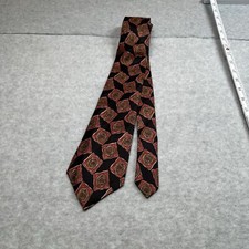 Guy Laroche Vintage Silk Tie Black Red Medallions Pattern 3.75x54 in