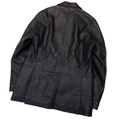 Loro Piana Leather Jacket Coat Moose Skin Cashmere Size S Black
