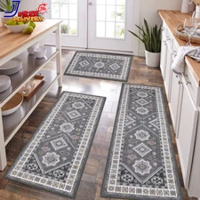 Kitchen Rug Sets with Runner Non Slip Kitchen Rugs and Mats Washable 3 Piece