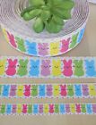 5/8, 7/8 & 1.5" (1 Yd) Peeps Grosgrain Ribbon Easter Bunny Rabbit Ribbon