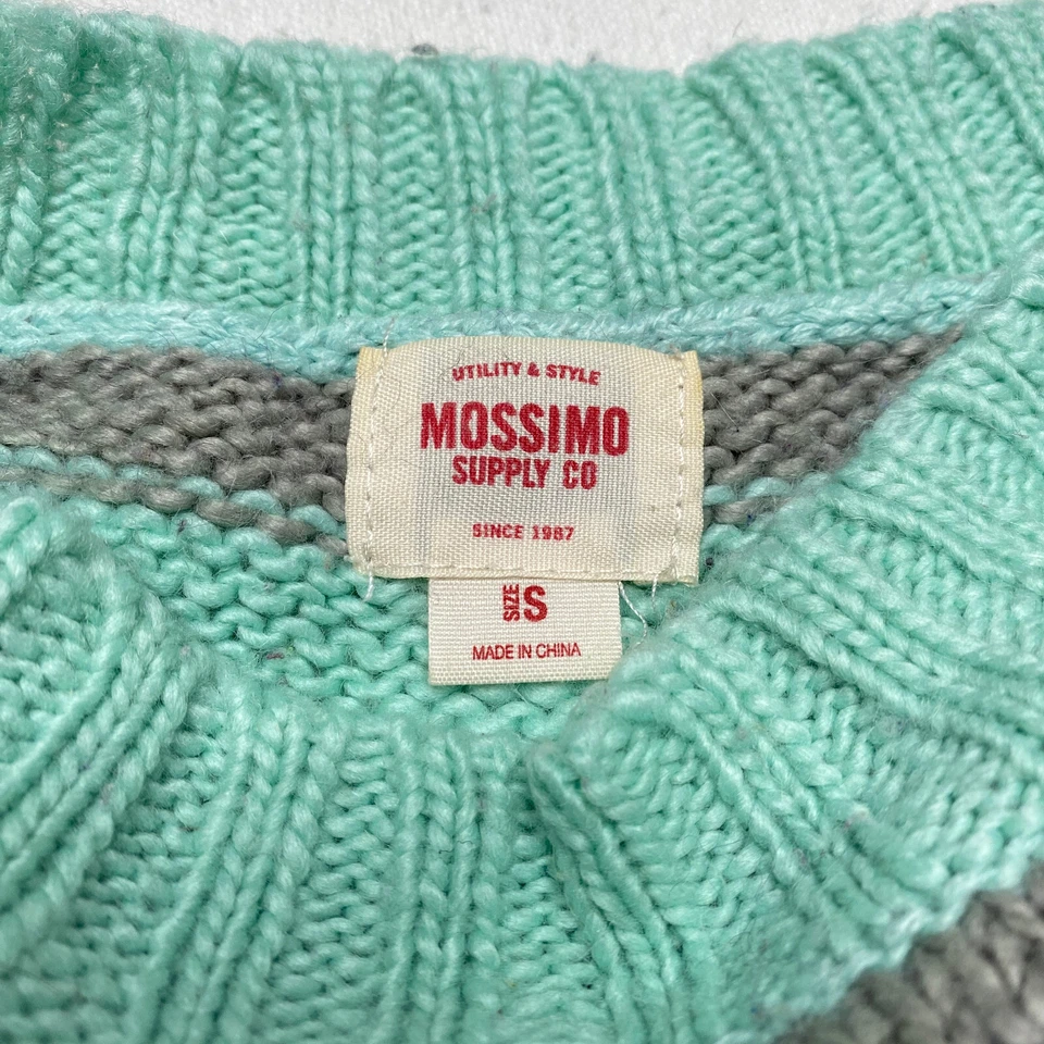 Mossimo женщин свитер sz S серый зеленый в полоску лодка шеи длинным рукавом мягкий - Изображение 3 из 4