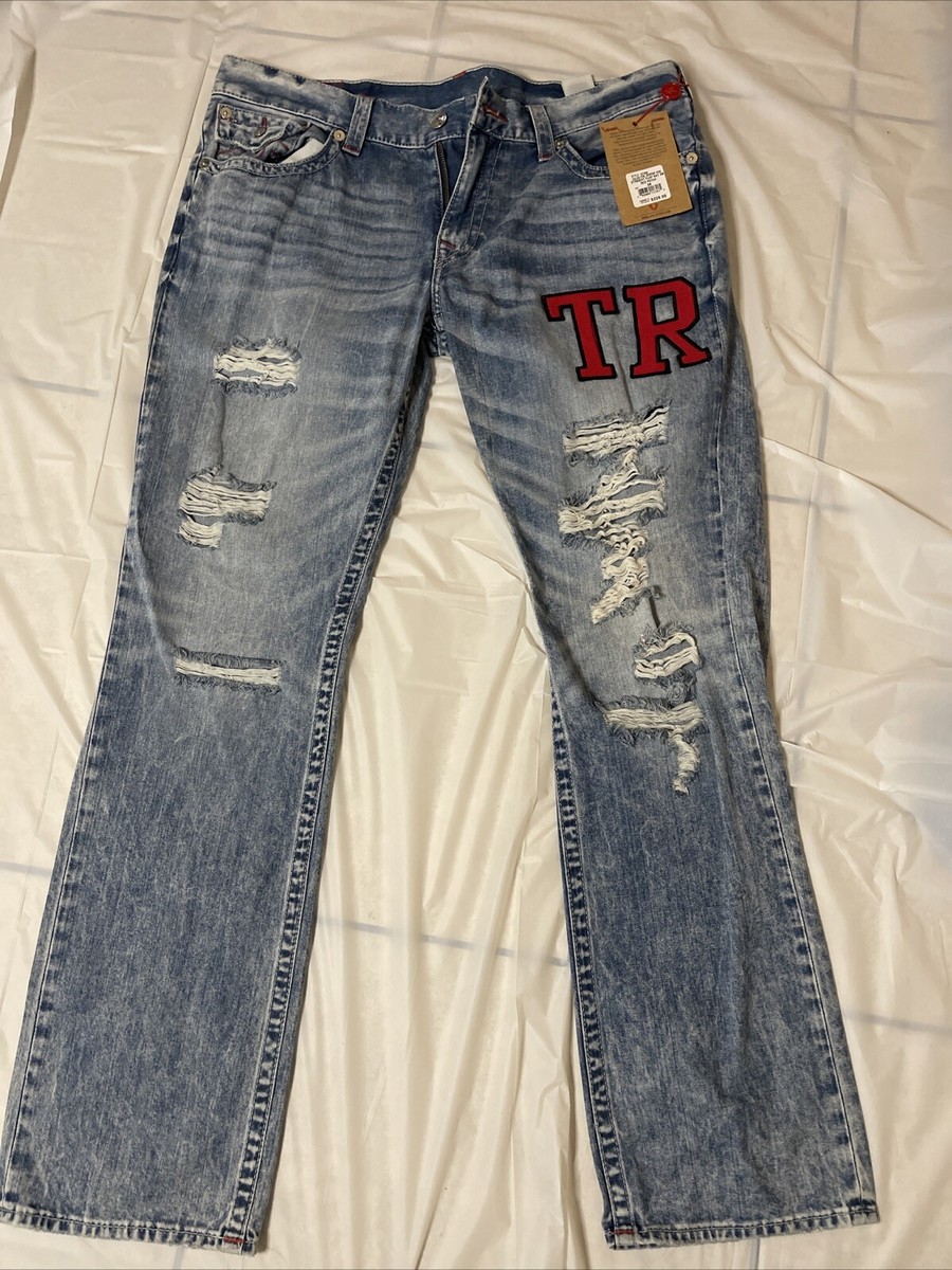 True Religion Jeans Style 101088 Huge Red Patch And Ripped Look
