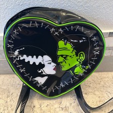 Pre Owned Rock & Rebel Heart Shape Bride Of Frankenstein & Frankenstein Backpack
