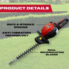Petrol Hedge Trimmer 60cm 25cc Lightweight 2-Stroke Engine 90° Rotating Handle